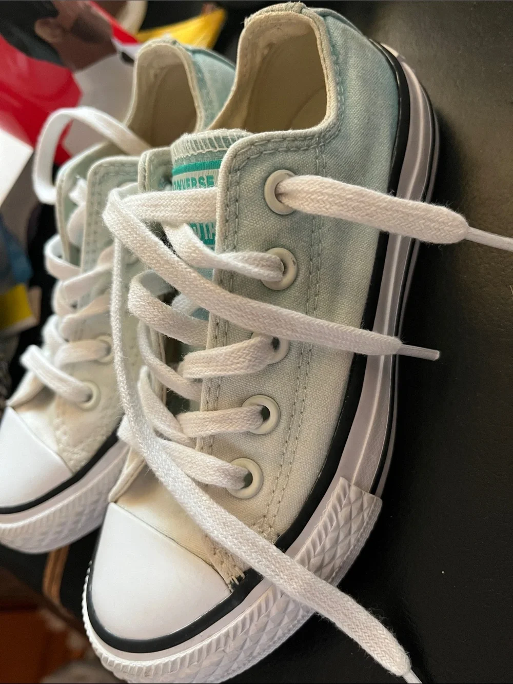 Converse Kids Low Top Ombre Sneakers in Mint Green and White Size 11